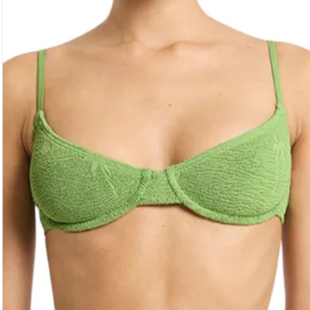 NWT bond-eye Green Textured Bikini-Matcha Palm